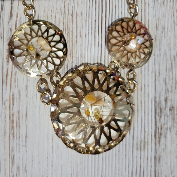 Goldtone Fashion Necklace with Stone Detail - Picture 2 of 7